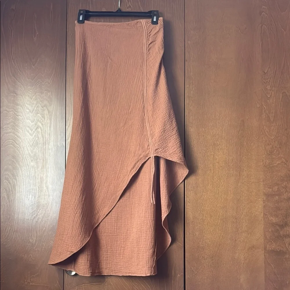 Free People High Waisted Gauze Side Rouched Skirt Store Sample Sz 2 in Ginger